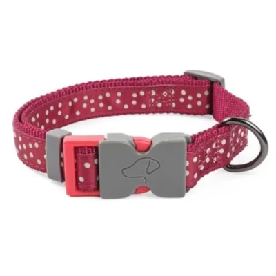 Image of Zoon Walkabout Dog Collar Burgundy Polka Style (M)
