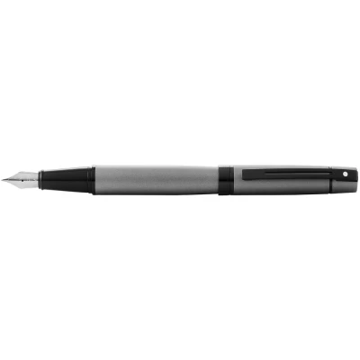 Image of Sheaffer 300 Matt Grey Medium Nib Fountain Pens + 2 Ink Cartridges Piston Converter Luxury Gift Box