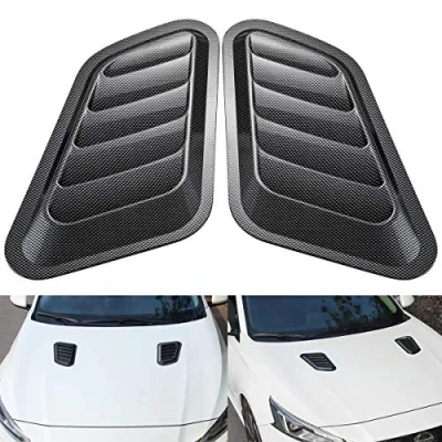 Image of KATUR 1 Pair Universal Car ABS Decorative Air Flow Intake Scoop Turbo Bonnet Vent Cover Hood (Carbon Fiber)