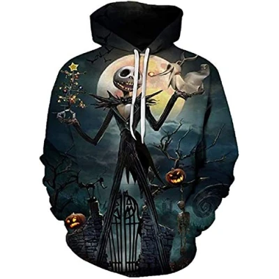 Image of MLSJDGER Unisex Nightmare Before Christmas Jack &amp; Sally Novelty Hoodie 3D Print Sweatshirts Medium