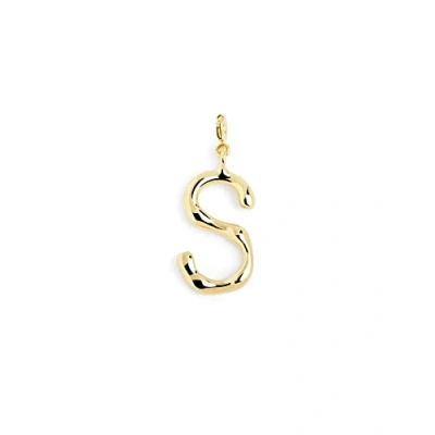 Image of SINGULARU Charm Letter XL Initial Pendant in Brass with 18 Kt Gold Plated Finish Letters A Z Combinable Necklace Jewelry for Women, one size, Yellow Gold, No Gemstone
