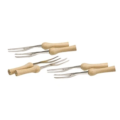Image of KitchenCraft KCCORNCOB Set of 6 Corn on the Cob Skewers with Wooden Handles, Stainless Steel, 9.5 cm, Cremefarben