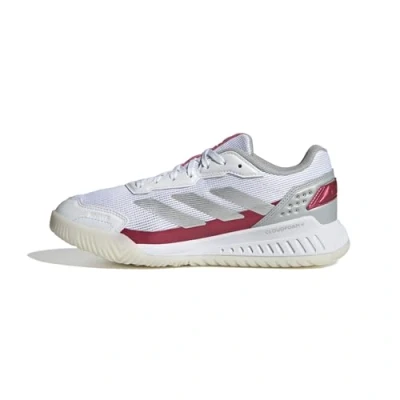 Image of adidas Performance Courtquick Padel shoes, Women&#039;s, Size: 9.5, Ftwr white silver met lucid pink Synthetics/textile