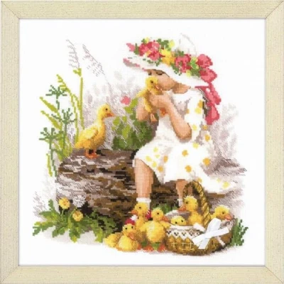 Image of RIOLIS Cross Stitch Kit 1781 Girl with Ducklings