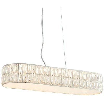 Image of Verina LED 5 Light Bar Pendant Chrome, Crystal Glass Detail