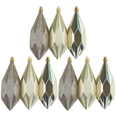 Image of BWG 9 Large Geo Gold Christmas Tree Tear Drop 13cm Baubles Decorations