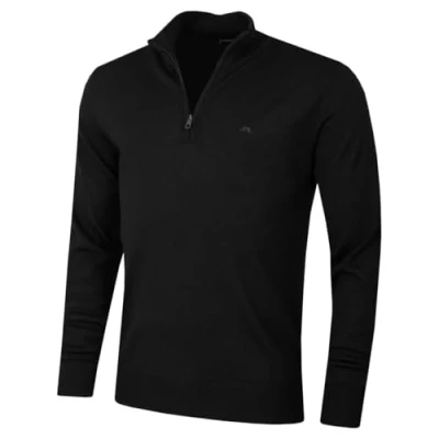 Image of J.Lindeberg Mens Merino Blend 1/2 Zip Sweater Black S