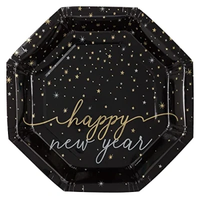 Image of Unique 47962 Foil Stamped Paper Napkins 15 cm Disco New Year Party 16 Count (Pack of 1)