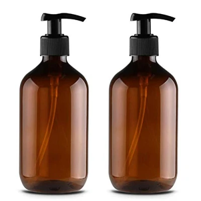 Image of JamHooDirect 2Pcs 500ml/17oz Empty Plastic Pump Bottles, Refillable Lotion Shampoo Body Washing Cream Shower Gel Storage Holder Container Toiletries Liquid Dispenser (Brown)