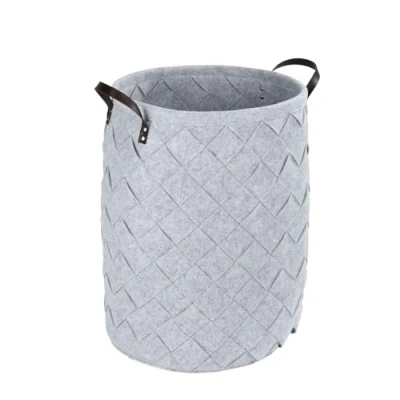 Image of WENKO Trovo Laundry Hamper Capacity 75 litres, 100% Polyester, Grey, 40 x 60 cm