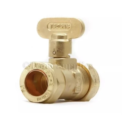 Image of Team Controls Rigid Fan Gas Cock 15mm Brass Isolating Valve Approved