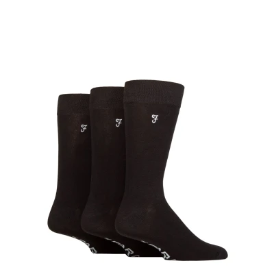 Image of 3 Pair Black / Charcoal Luxury Bamboo Plain Socks Men&#039;s 6 11 Mens Farah