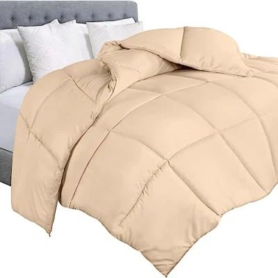 Image of Utopia Bedding Comforter Duvet Insert Quilted with Corner Tabs Box Stitched Down Alternative (Queen, Beige)