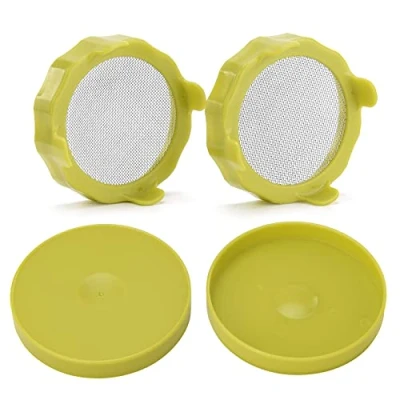Image of BestAlice 4 Pack Sprouting Lids, Jar Strainer Lid with Stainless Steel Screen for 86mm Wide Mouth Mason Jars, Germination Kit Sprout Maker