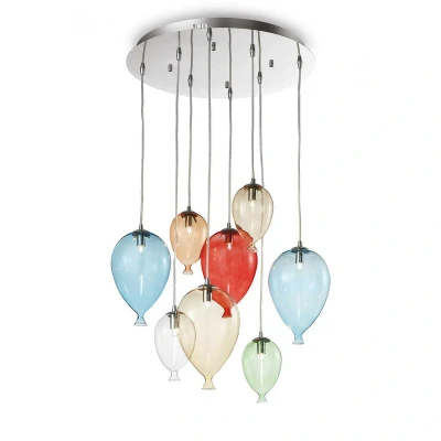 Image of Clown 8 Light Medium Balloon Cluster Pendant Multi coloured, G9
