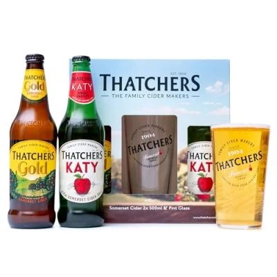 Image of Thatchers Cider Gift Set Apple Includes Gold Cider, Katy and Pint Glass Selection Set, Perfect Gifts for Men, Alcohol