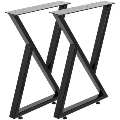 Image of VEVOR Metal Table Legs Set of 2 Dining Black Desk 28, Height 20 Width Bench Coffee 1763lbs Load Capacity Steel Heavy Duty Base Modern DIY(Zig Zag Style)