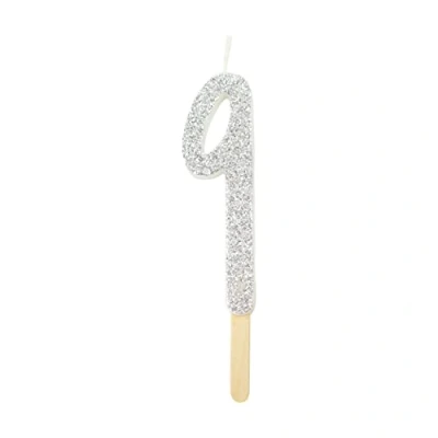 Image of PME Silver Glitter Number Candle 9