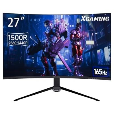Image of XGaming 27 Inch Curved Monitor, 1500R QHD 165Hz,2560x1440P, AMD FreeSync Premium, HDR Ready, HDMI, DisplayPort, VESA, Without Speaker