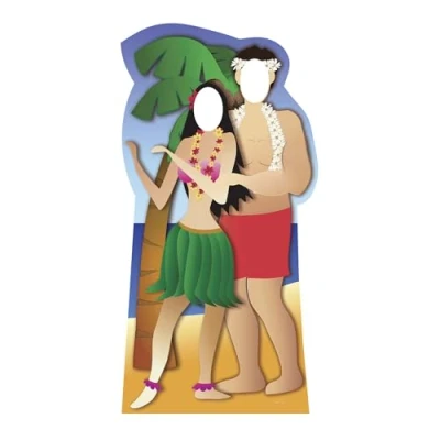 Image of Star Cutouts Cut Out of Hawaiin Couple Stand in