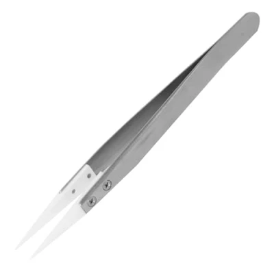 Image of Engineer Ptz 51 Fine 0.5Mm Ceramic Pointed Tip Stainless Steel Tweezers. High Temp. Resistant.