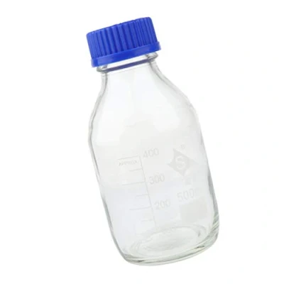Image of Scientific Laboratory Wide Mouth Round Glass Reagent Bottles, Lab Storage Jar with Screw Caps (500mL)
