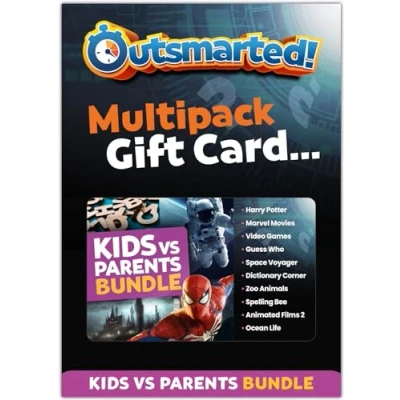 Image of OUTSMARTED! The Live Family Quiz Show Board Game Kids vs Parents Question Bundle Category Multipack