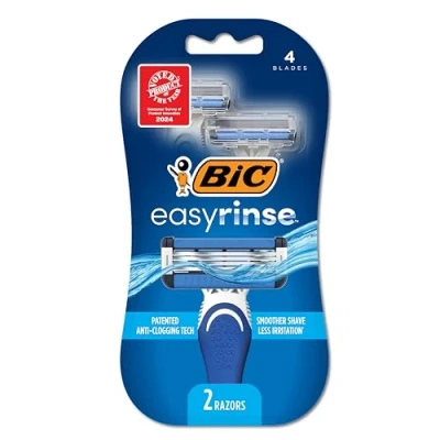 Image of BiC EasyRinse Anti Clogging Men&#039;s Disposable Razors for a Smoother Shave With Less Irritation*, Easy Rinse Shaving 4 Blades, 2 Count