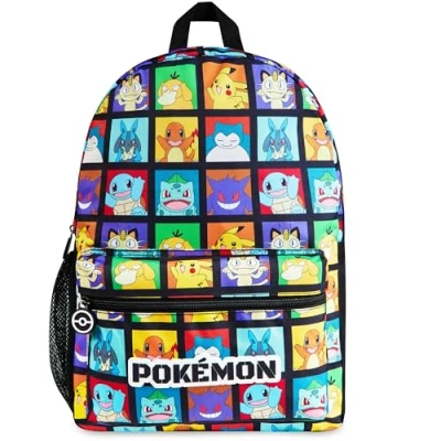Image of Pokemon Kids Backpack with Water Bottle Pocket for School, Sports, Travel Anime Gifts (Multicolour)