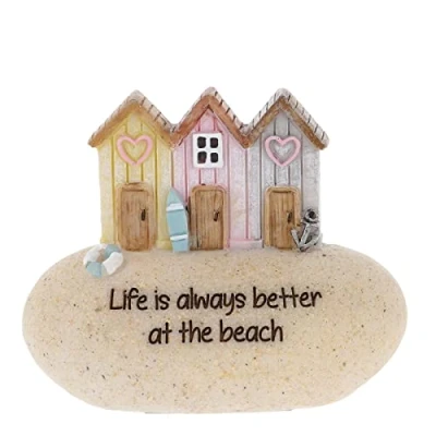 Image of Shudehill Giftware Pebble Lane Cottage Collection, Sentiment Message, Perfect House warming gift or Present (Life is always better at the beach)