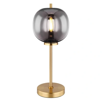 Image of Blacky I Globe Table Lamp Brass Coloured Glass Shade 1x E14