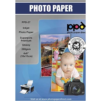 Image of PPD Inkjet 260gsm Photo Paper Glossy Instant Dry Smudge Proof Waterproof Card Format 4x6&quot; ( 10x15cm) Pack of 100 27