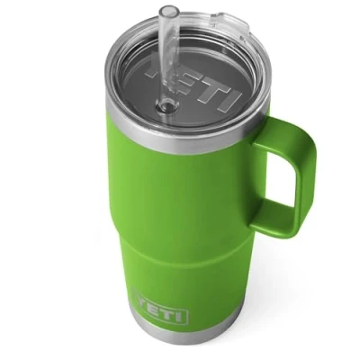 Image of YETI Rambler Straw Mug, Stainless Steel Vacuum Insulated Mug with Stronghold Lid, Canopy Green, 25 oz (739 ml)