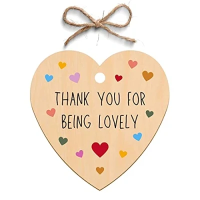 Image of Second Ave Thank You For Being Lovely Wooden Hanging Friendship Heart Gift Plaque