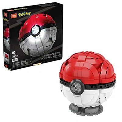 Image of MEGA Pokémon Toy Building Set 5 inch Build and Display Jumbo Poké Ball Collectibe, Lights Up, HBF53