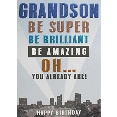 Image of Greeting Card (PLK4051) Birthday Grandson Super Brilliant Amazing Strike Range Embossed and Foil Finish