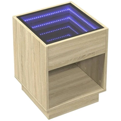 Image of vidaXL Coffee Table with Infinity LED Sonoma Oak 40x40x50 cm