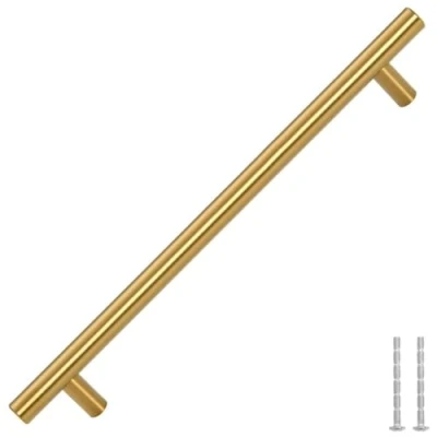 Image of vidaXL Gold Stainless Steel Cabinet Handles Pack of 5 Modern T Shaped Design Suitable for Cabinets, Drawers, Cupboards, and Wardrobes Easy Installation