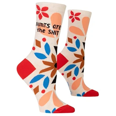 Image of Blue Q Women&#039;s Funny Crew Socks Friends, Family, and Pets, Aunts Are the, One size
