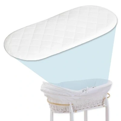 Image of Linens Limited Water Resistant Moses Basket Mattress 74 x 28cm, Quilted with Cover, Bassinet and Pram Mattress, Comfortable, Hypoallergenic Breathable