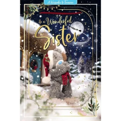 Image of Me To You Bear 3D Holographic Wonderful Sister Christmas Card