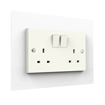 Image of Displaypro Single, Double Light Switch Surround Acrylic Finger Plate Panel Plug Socket (White Double)
