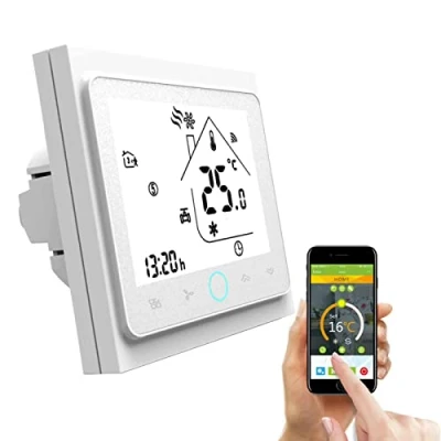 Image of Qiumi Smart Wifi Thermostat Temperature Controller Intelligent Air Conditioning Programmable with 2 tube LCD Screen, Works Alexa Google Home