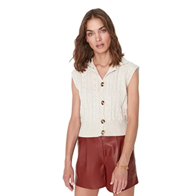 Image of Trendyol FeMan Regular fit Basic Polo Neck Knitwear Sweater Stone