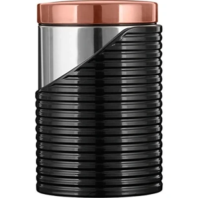 Image of Tower Linear Rose Gold Set Of 3 Canister Black