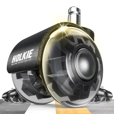 Image of HOLKIE Office Chair Wheels 11x22mm Universal Fit 2 Inch Castors Replacement, Black Dual Rubber Smooth &amp; Silent Casters Set of 5 For Hardwood Carpet Floors Computer Gaming Desk Rollers