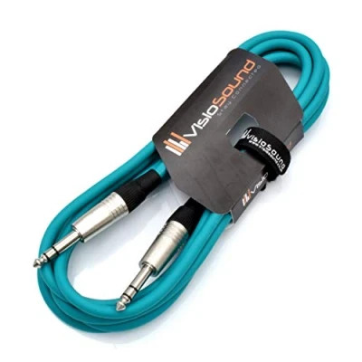Image of VisioSound 6.35mm 1/4&quot; Stereo TRS Jack to Lead/Balanced Signal Audio Patch Cable (3m, Green)