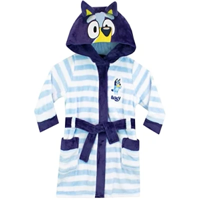 Image of Bluey Dressing Gown Boys Boys&#039; Sleepwear &amp; Robes Hooded Bathrobe With 3D Ears Blue 4 5 Years