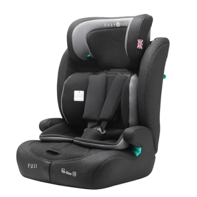 Image of Cozy N Safe Fuji i Size 76 150cm Child Car seat (up to 12 Years Old), Forward Facing, 3 Point Belt, 5 Harness Upto 105cm, high Back Booster 150cm, Side Impact Protection (Black/Grey)