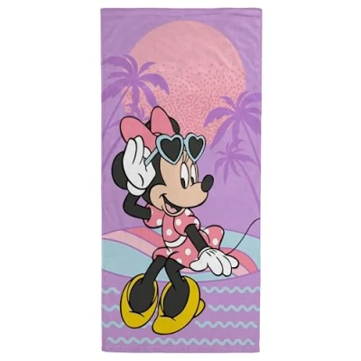 Image of Jay Franco Disney Minnie Mouse Towel For Bath, Beach &amp; Pool 100% Cotton, 71cm x 147cm, Violet